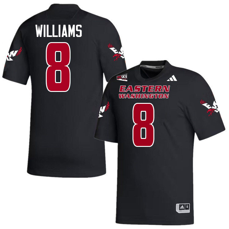 Eastern Washington Eagles #8 Miles Williams College Football Jerseys,Uniforms Stitched-Black